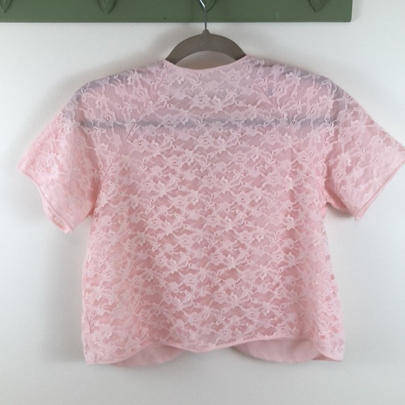 Vintage Evette Cottagecore Pink Lace Bed Jacket Small - Picture 3 of 5